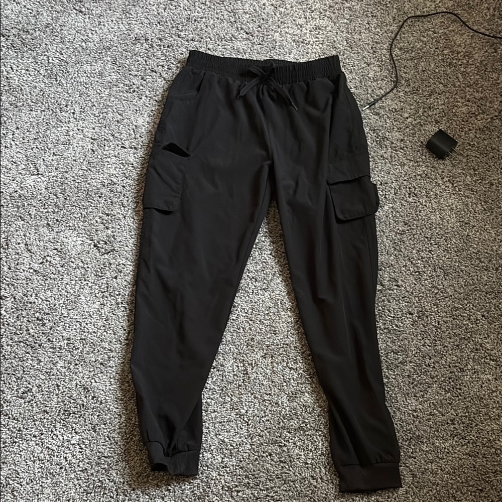 Ci Sono Black Cargo Pants with Elastic Waistband